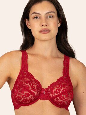 Smart & Sexy Signature Lace Unlined Underwire Bra 40DD Red NWOT